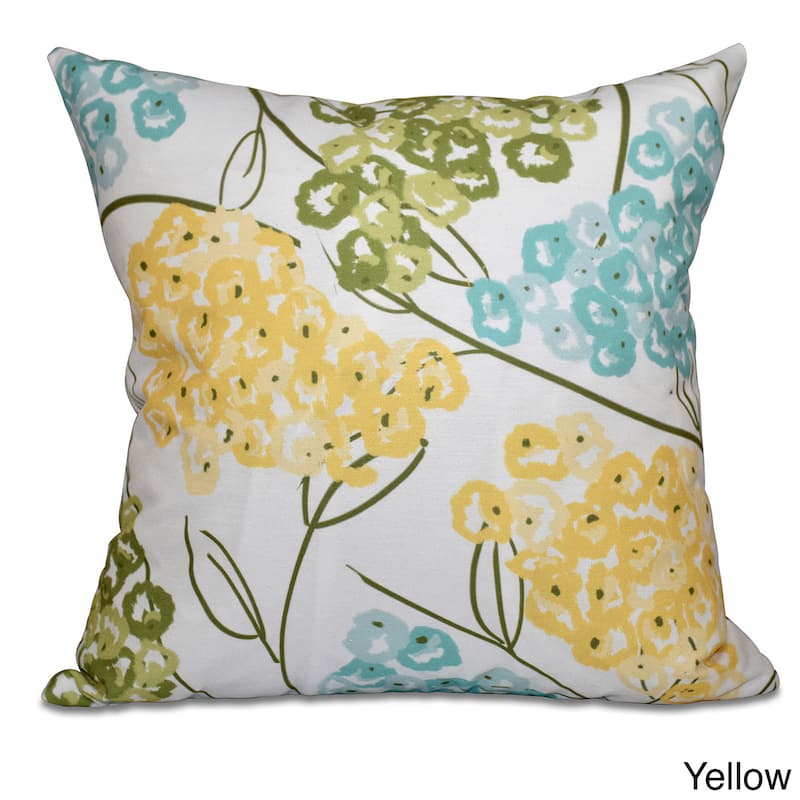 Hydrangeas Floral Print 20 x 20-inch Outdoor Pillow - Yellow