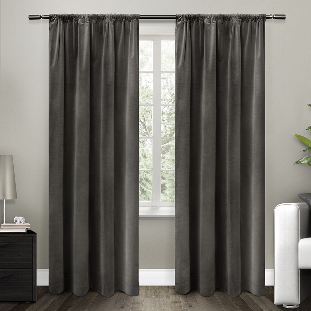 Shop Ati Home Cotton Velvet Blackout Lined Curtain 84 96 Inch