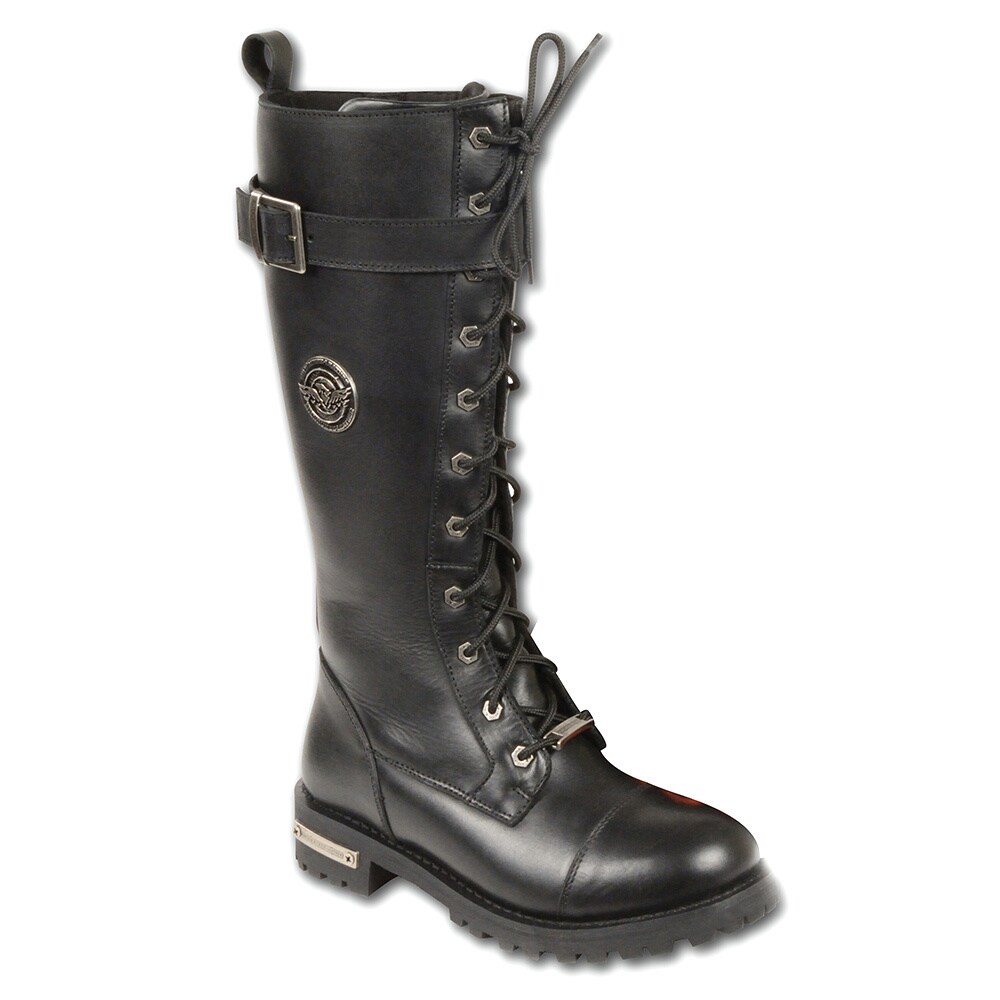 ladies long biker boots