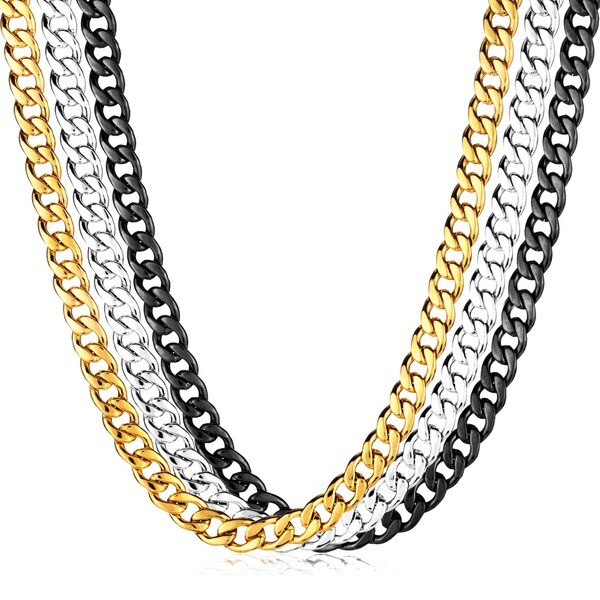 stainless steel 24 inch solid curb chain necklace