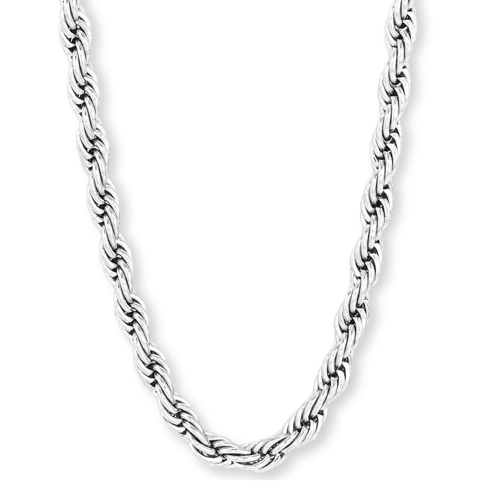 Men's Polished Stainless Steel 30-inch Rope Chain Necklace