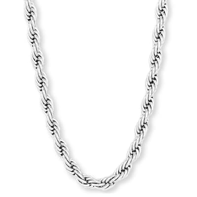 Men's Polished Stainless Steel 30-inch Rope Chain Necklace