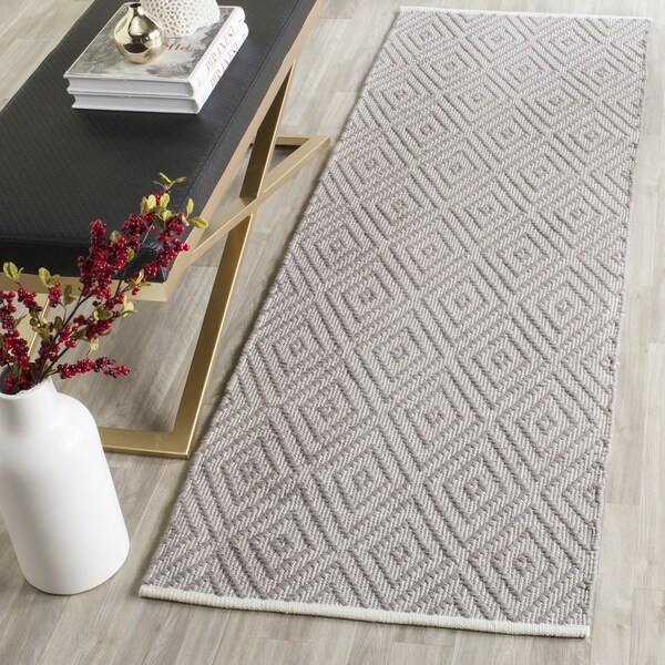 Safavieh Hand-Woven Montauk Grey/ Ivory Cotton Rug (2' 3 x 11')