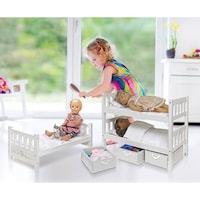Badger Basket Doll Bunk Bed With Armoire On Free Badger Basket 1 2 3 Convertible Doll Bunk Bed With Storage Baskets White Rose