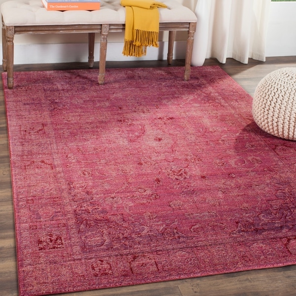 Safavieh Valencia Red Overdyed Distressed Silky Polyester Rug - 4' x 6'