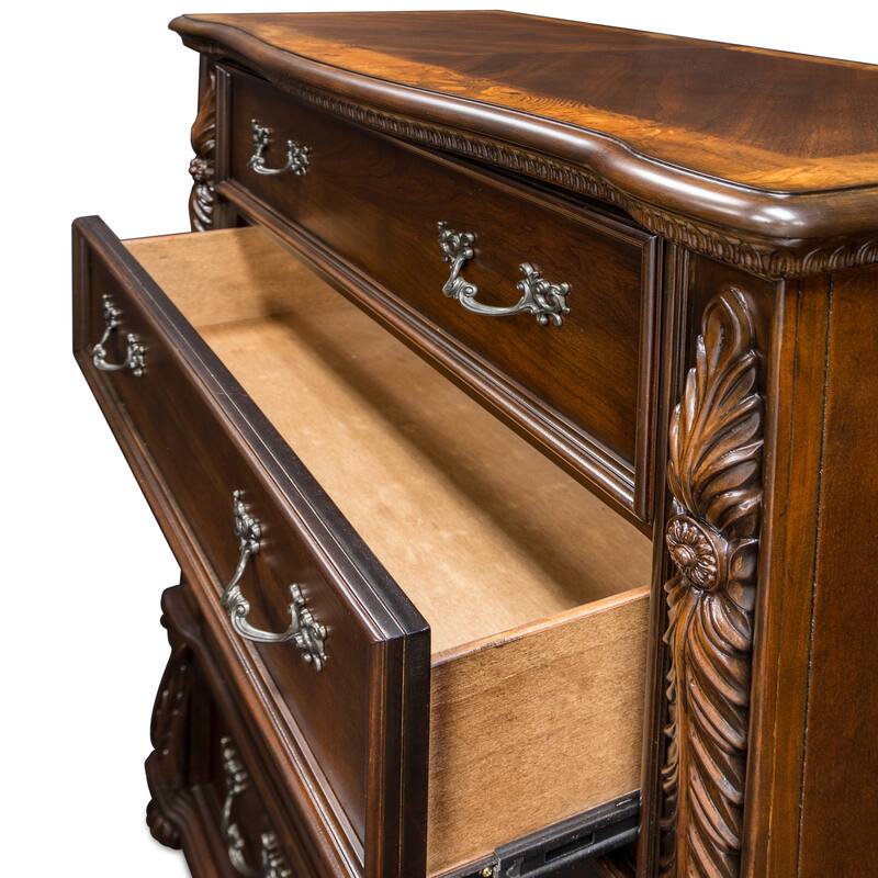 Ulis Traditional Brown Solid Wood 5-Drawer Chest by Furniture of America - Brown Cherry