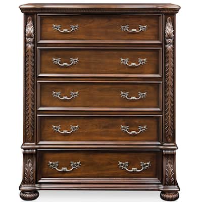 Ulis Traditional Brown Solid Wood 5-Drawer Chest by Furniture of America
