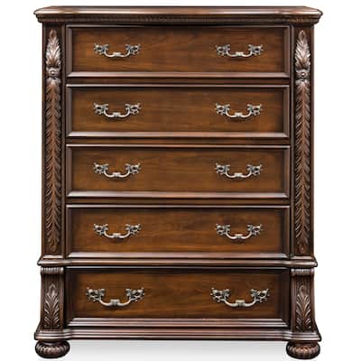 Ulis Traditional Brown Solid Wood 5-Drawer Chest by Furniture of America
