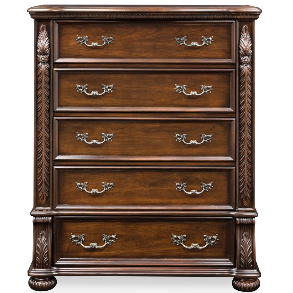 Ulis Traditional Brown Solid Wood 5-Drawer Chest by Furniture of America