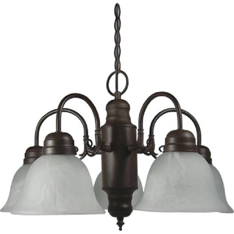 Y-Decor Mike 5 Light Chandelier with Shade in Dark Brown (Dark Brown, Frosted Marble Glass) - Chandeliers For Bedrooms by Overstock.com