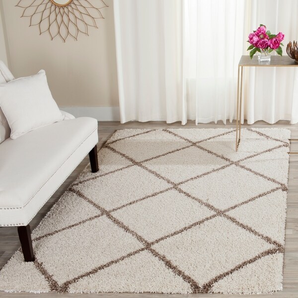 Safavieh Hudson Diamond Shag Ivory/ Beige Rug - 8' x 10'