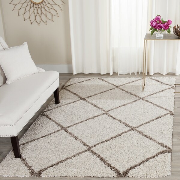 Safavieh Hudson Diamond Shag Ivory/ Beige Rug - 8' x 10'