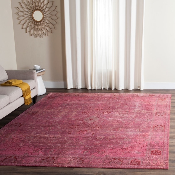Safavieh Valencia Red Overdyed Distressed Silky Polyester Rug - 8' x 10'