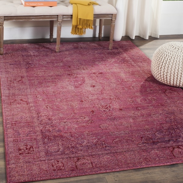 Safavieh Valencia Red Overdyed Distressed Silky Polyester Rug - 8' x 10'