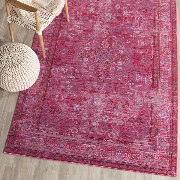 Safavieh Valencia Red/ Multi Overdyed Distressed Silky Polyester Rug (9' x 12') Free Shipping