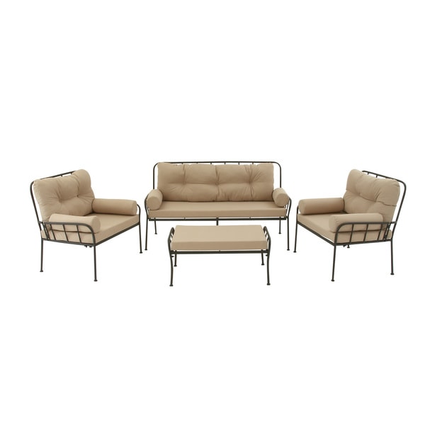 Shop Metal Fabric 4 Piece Outdoor Patio Sofa Set - Free ... Shop Metal Fabric 4 Piece Outdoor Patio Sofa Set - Free ... on Safavieh Outdoor Living Granton 5 Pc Living Set id=40554