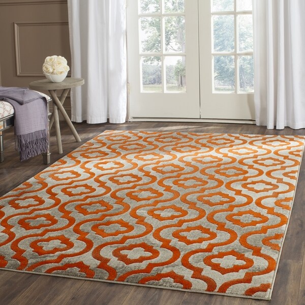 Safavieh Porcello Contemporary Moroccan Light Grey Orange Rug Safavieh Porcello Contemporary Moroccan Light Grey Orange Rug 5 X27