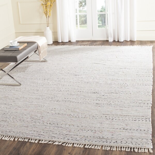 Hand-Woven Safavieh Ivory/ Multi Square Cotton Rag Rug - 8' x 8' Square