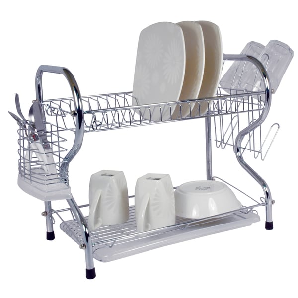 22 Inch Chrome Dish Rack with Utensil Holder, Cup Rack and Tray. Opens flyout.
