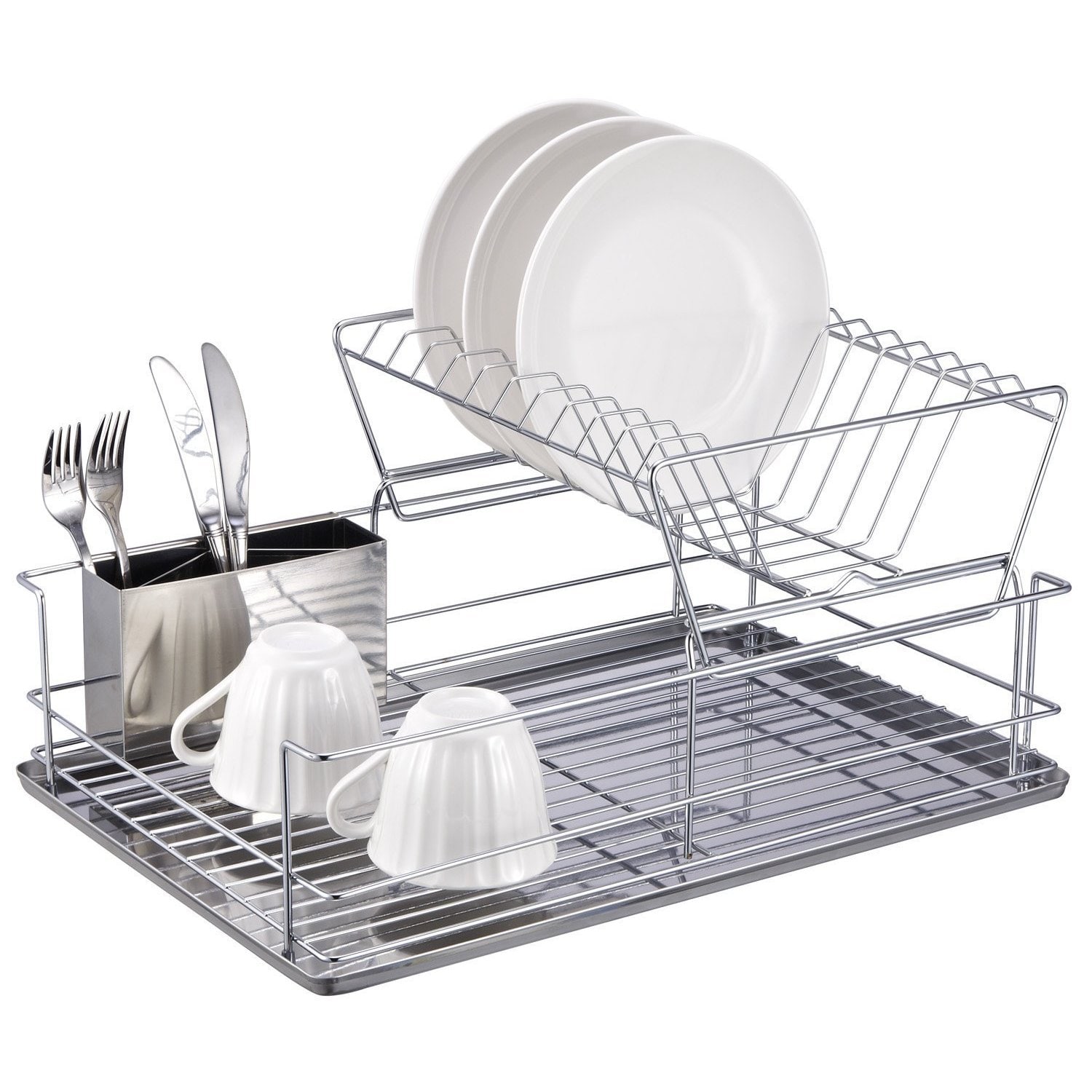 Chrome Plated Steel Dish Rack with Tray