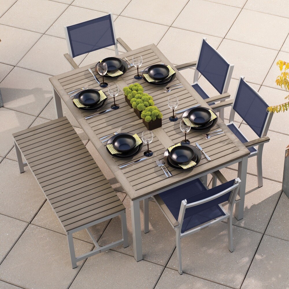 Oxford Garden Travira 6 Piece Vintage Tekwood Dining Set Bed