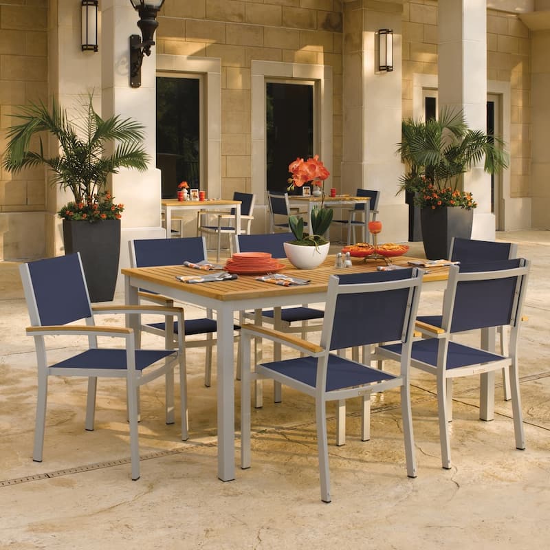 Oxford Garden Travira 7 Piece Natural Tekwood Dining Set