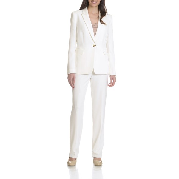 Tahari Arthur S. Levine Women's Ivory White 2-piece Pants Suit ...