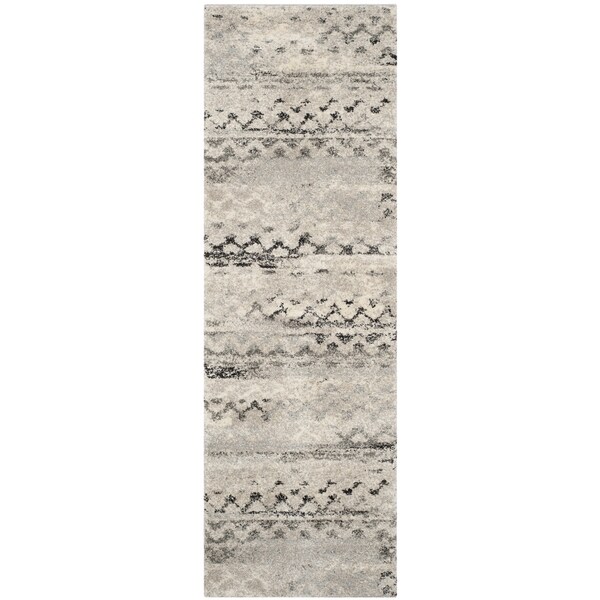 Safavieh Retro Modern Abstract Cream/ Grey Distressed Runner - 2' 3 x 7'