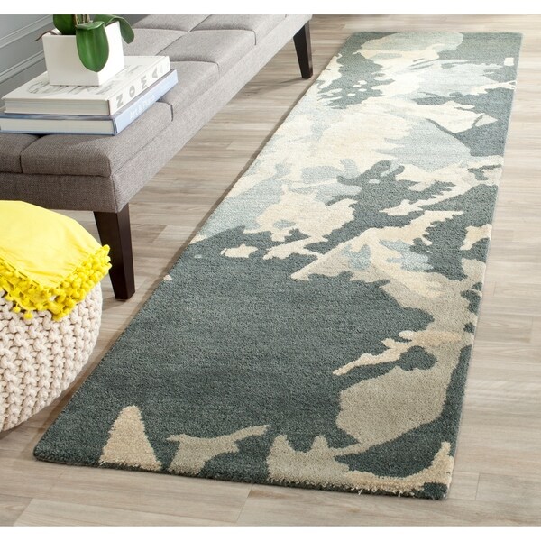 Safavieh Handmade Bella Modern Abstract Steel Blue Wool Rug - 2'6 x 6'