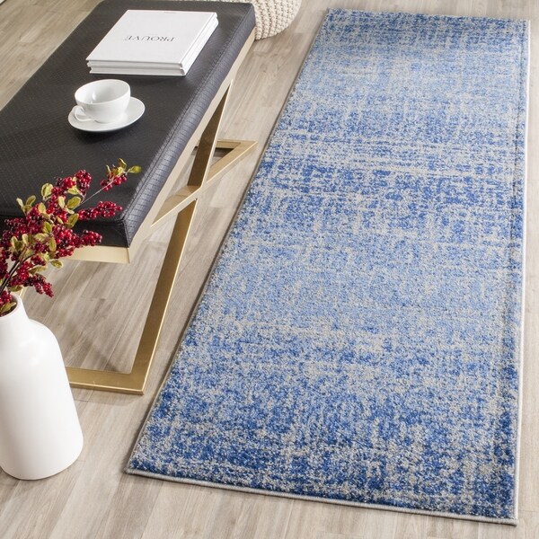 Safavieh Adirondack Modern Abstract Blue/ Silver Runner Rug 2'6 x 12