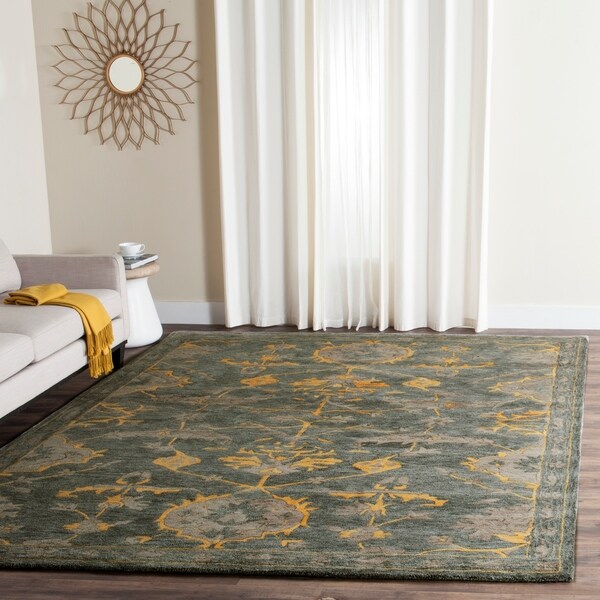 Safavieh Handmade Bella Blue Grey/ Gold Wool Rug - 8' x 10'
