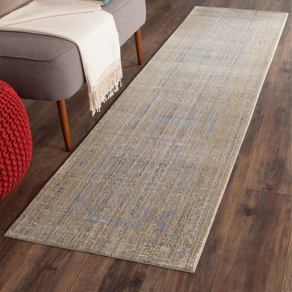 Shop Safavieh Valencia Grey Gold Distressed Silky Polyester Rug 2 3 