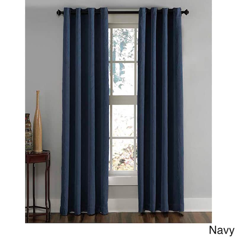 Lenox Crushed Textured Room Darkening Grommet Panel - 50 x 108 - Navy