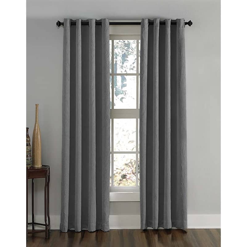 Lenox Crushed Textured Room Darkening Grommet Panel - 50 x 108 - Grey