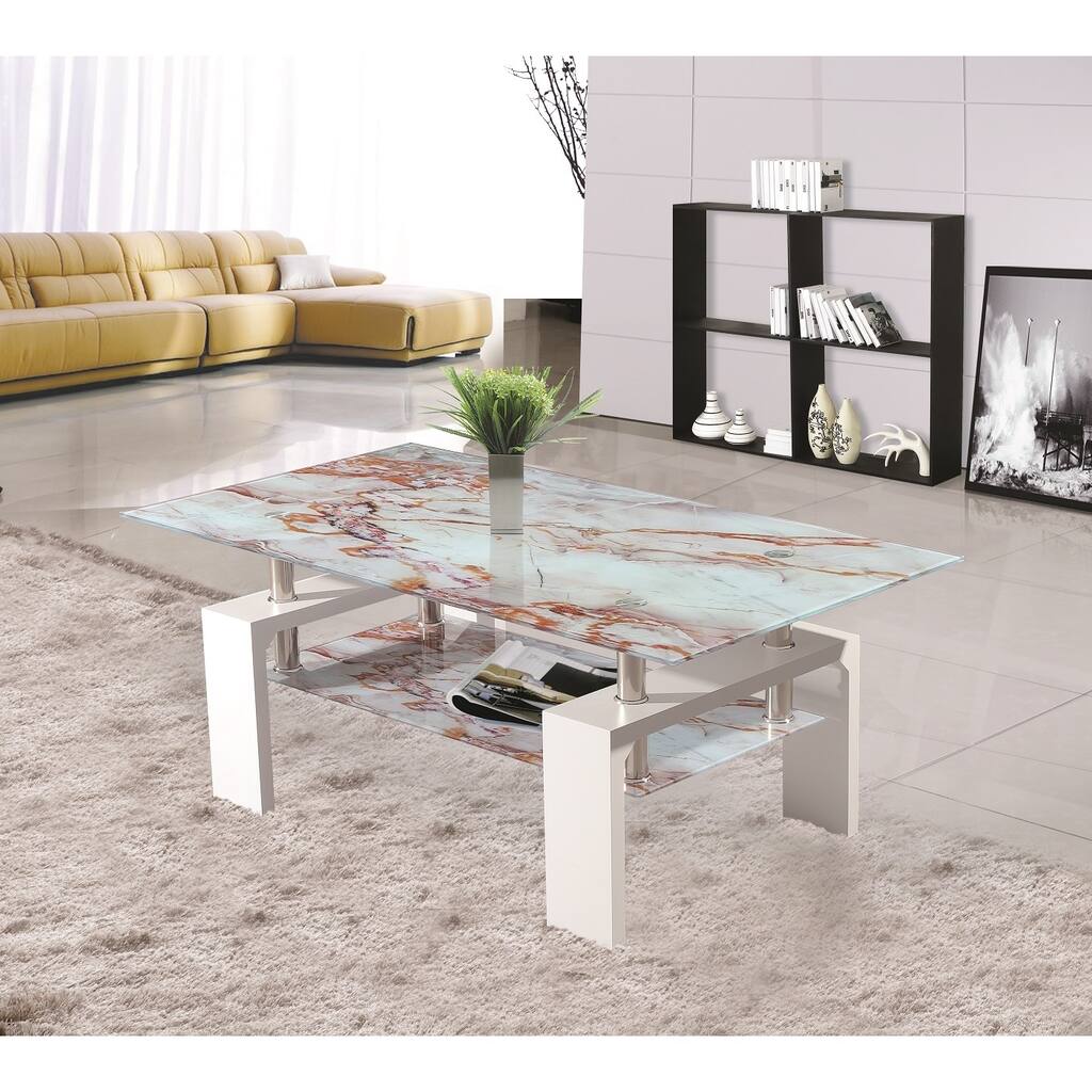 White Marble Rectangle Coffee Table