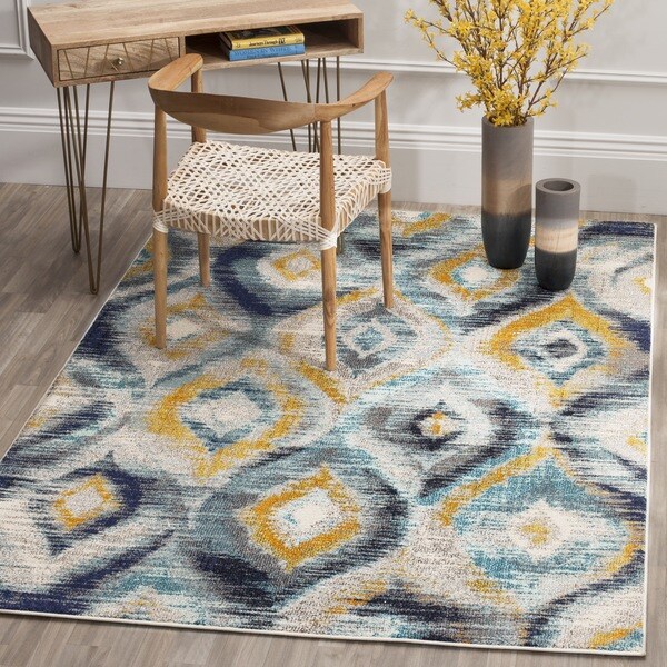 Safavieh Monaco Vintage Watercolor Blue/ Multicolored Distressed Rug (6' 7 x 9' 2)