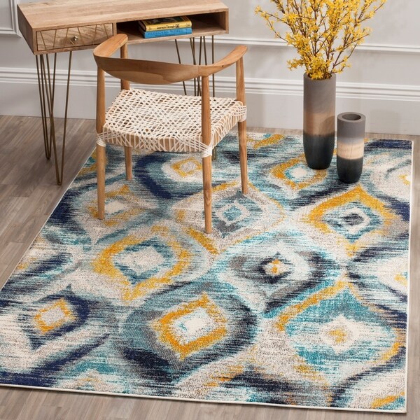 Safavieh Monaco Vintage Watercolor Blue/ Multicolored Distressed Rug - 6' 7 x 9' 2