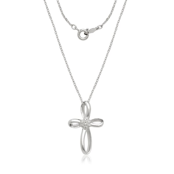 Shop Sterling Silver Diamond Accent Infinity Ribbon Cross Pendant
