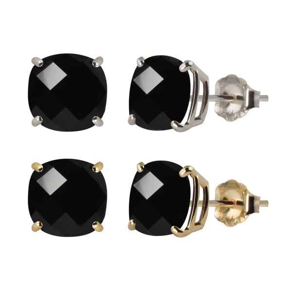 black onyx stud earrings yellow gold