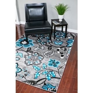 Hand-tufted Turquoise and Grey Shag Area Rug (5' x 7') - Free ... - Persian Rugs Floral White Grey Turquoise Area Rug (5'2 x 7'2)