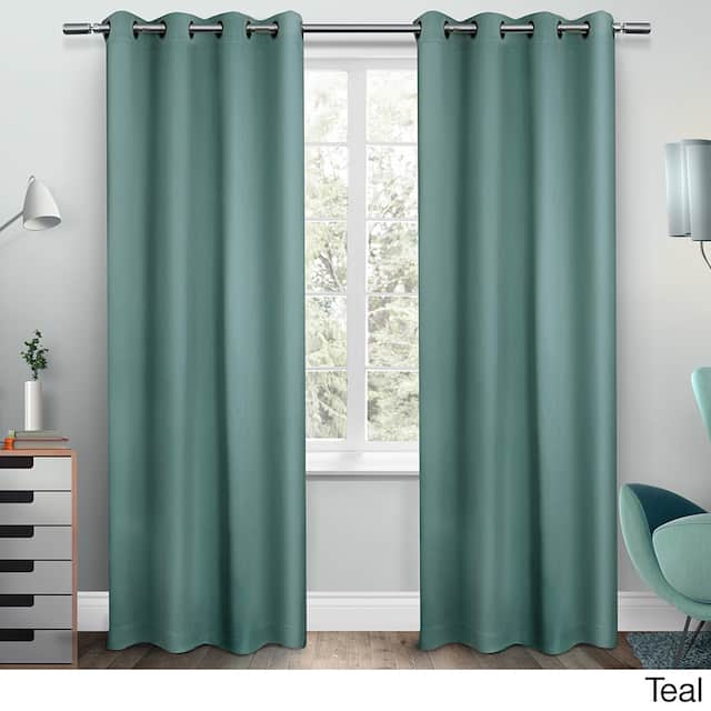 Porch & Den Boosalis Sateen Twill Blackout Curtain Panel Pair - 52" W X 84" L - Teal