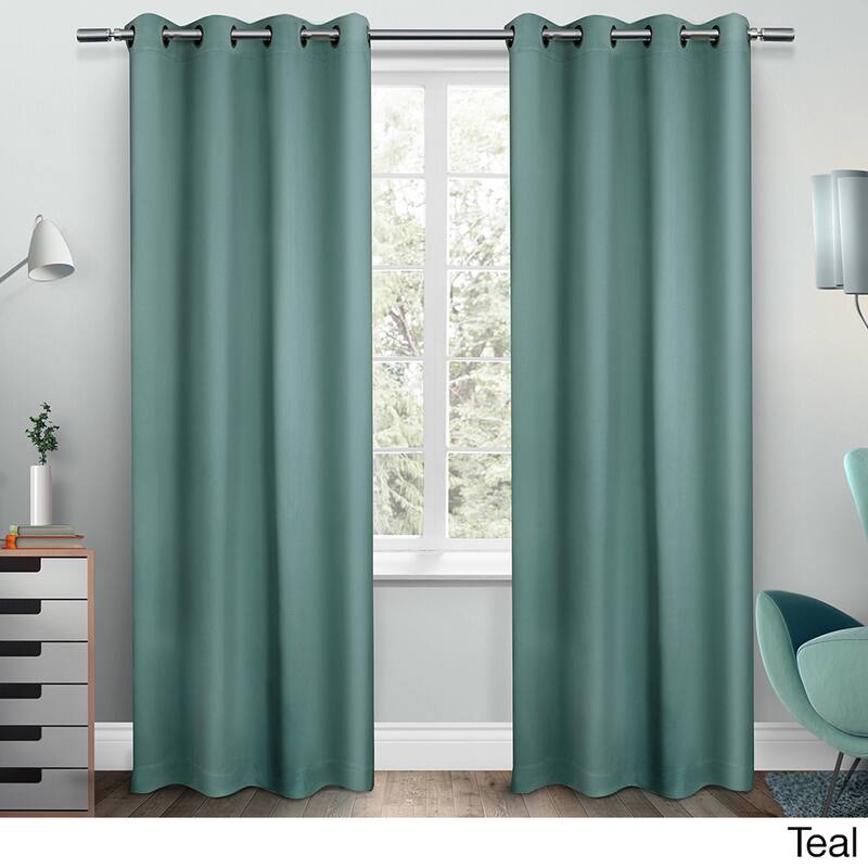 Porch & Den Boosalis Sateen Twill Blackout Curtain Panel Pair - 52" W X 84" L - Teal