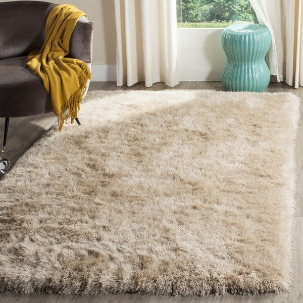 Stewart Handmade Shag Champagne Area Rug - 8' x 10' - 8' x 10'