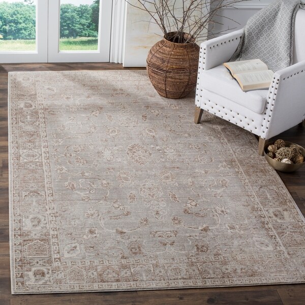 Safavieh Valencia Grey/ Multi Overdyed Distressed Silky Polyester Rug - 8' x 10'