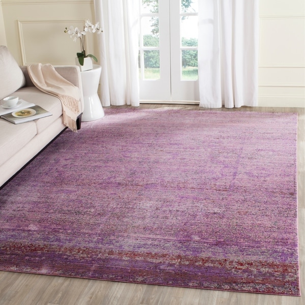 Safavieh Valencia Lavender/ Multi Overdyed Distressed Silky Polyester Rug - 9' X 12'