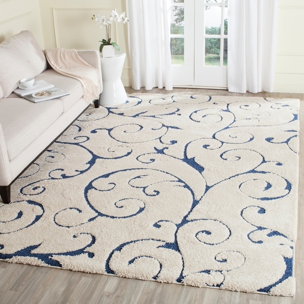 Safavieh Florida Shag Scrollwork Elegance Cream/ Blue Area Rug - 8' x 10'