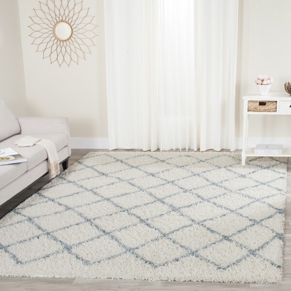 Safavieh Dallas Shag Ivory/ Seafoam Trellis Large Area Rug - 10' x 14'
