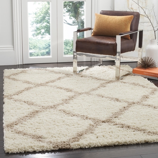 Safavieh Dallas Shag Ivory/ Beige Trellis Large Area Rug - 10' x 14'
