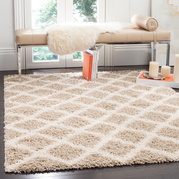 Safavieh Dallas Shag Beige/ Ivory Trellis Rug - 8' x 10'