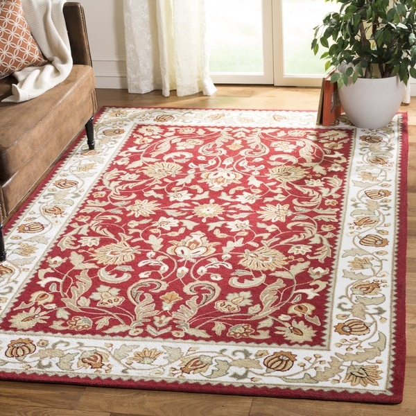 Safavieh Hand-hooked Easy to Care Red/ Ivory Rug (9' x 12')